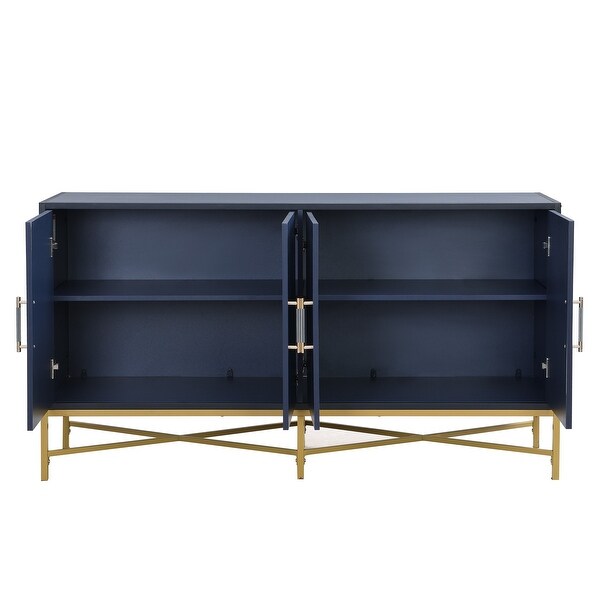 Distinctive Features of FourDoor Sideboard with Metal and CrossLeg Design，Suitable