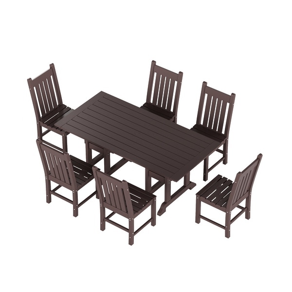 Polytrends Laguna Hdpe All Weather Outdoor Patio Dining Set with Rectangular Table，Armless Dining Chairs (7Piece Set)