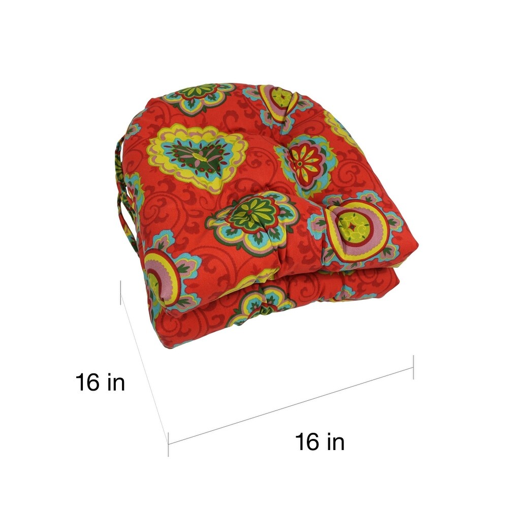 16 inch Rounded Back Tufted Indoor/Outdoor Chair Cushions (Set of 4)   16\