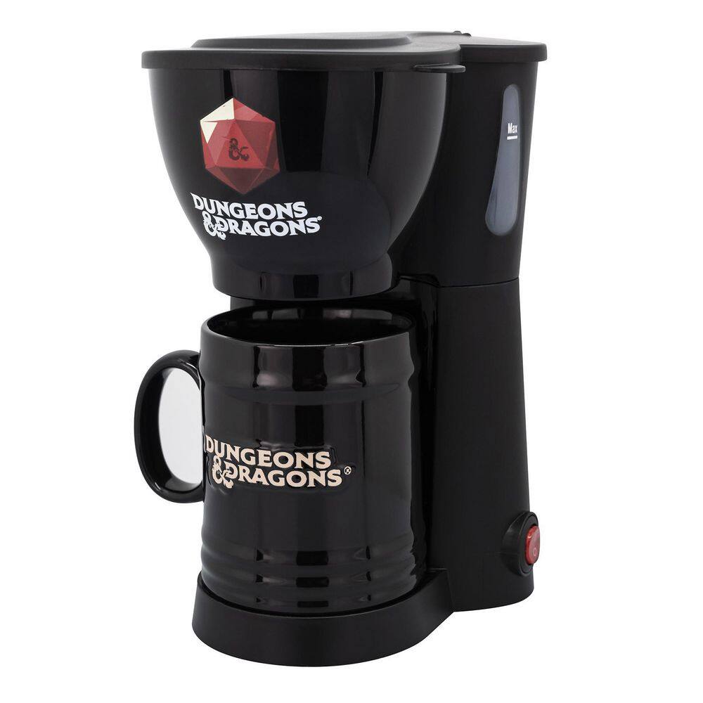 Uncanny Brands Black Dungeons  Dragons Single Cup Coffee Maker with Molded Mug CM-DAD-ST1