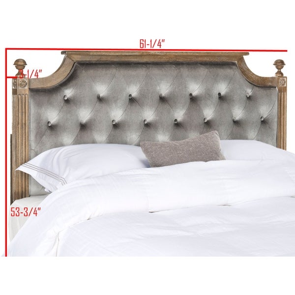 SAFAVIEH Bedding Rustic Wood Grey Tufted Velvet Queen Headboard - Grey / Rustic Oak - - 22287099