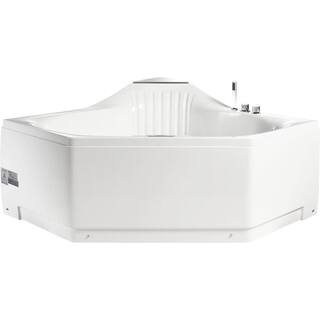 EAGO 60 in. Acrylic Right Drain Corner Apron Front Whirlpool Bathtub in White AM156ETL