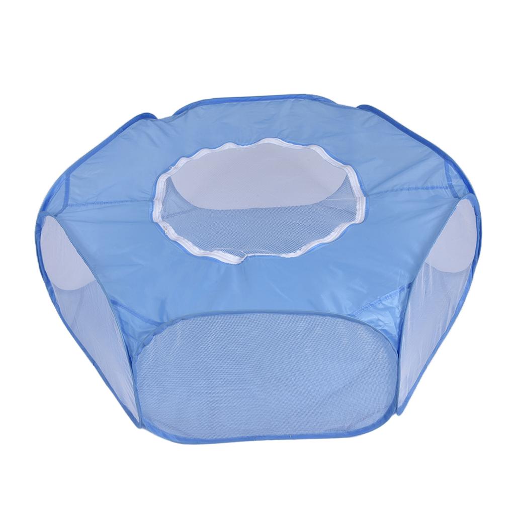 Small Animal Playpen， Breathable andTransparent Small Pet Cage Tent ，Portable Outdoor Yard Fence for Kitten/Puppy/Guinea /Rabbits/Hamster/Chinchillas A_Sky Blue