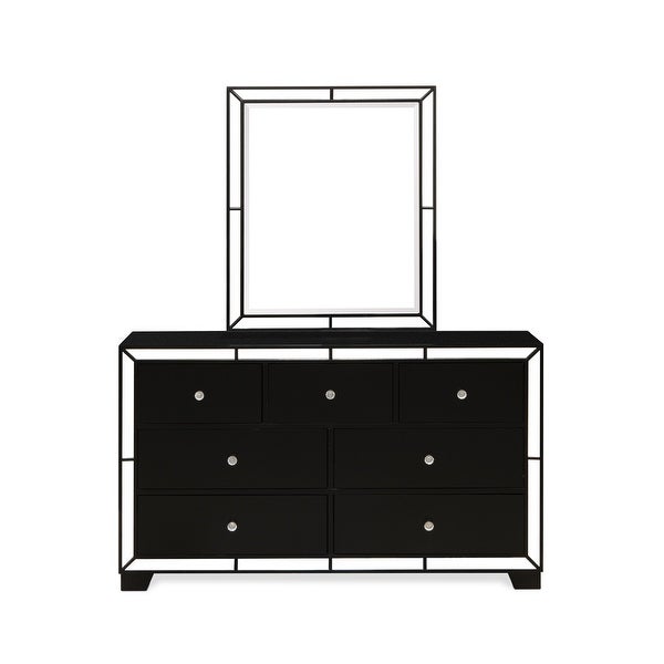 4-Piece Bedroom Set - Light Up headboard - King Size Bed - Dresser Bedroom - Mirror - Chest - Black Faux Leather Headboard - - 34142363