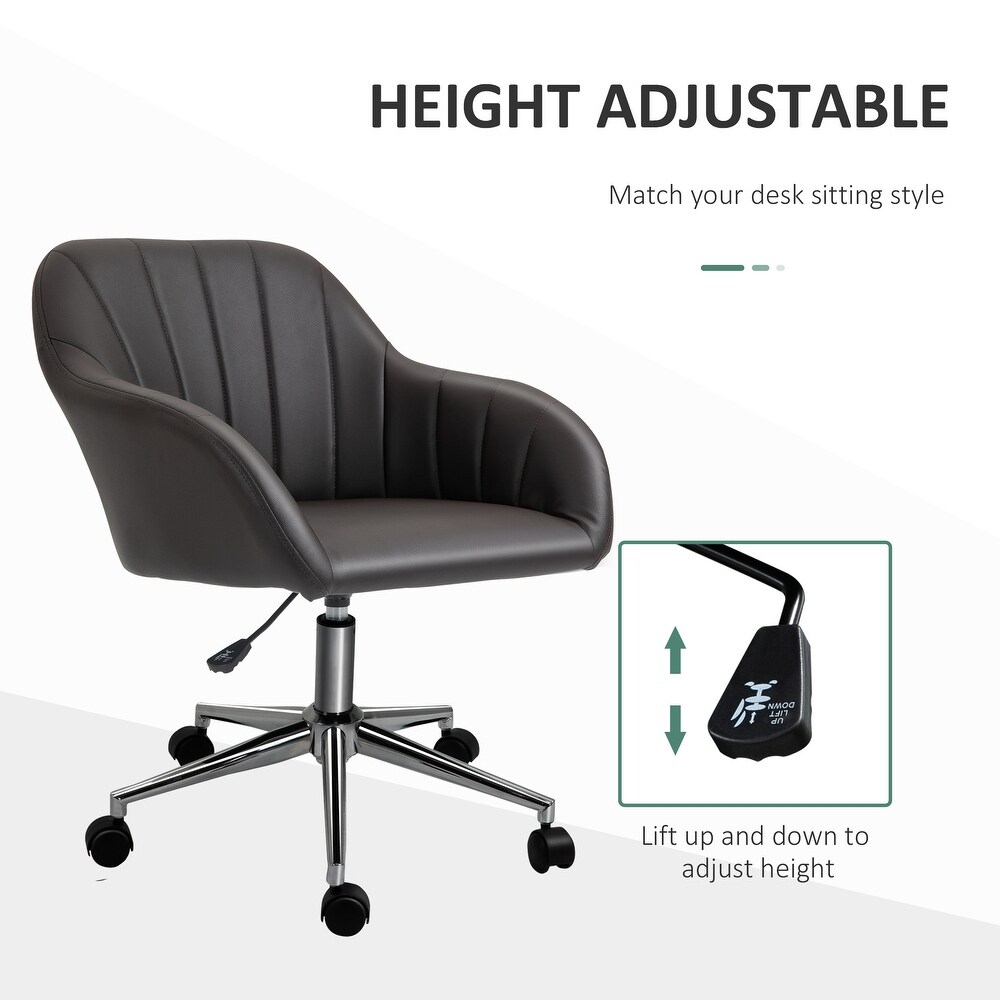 Vinsetto Mid Back Home Office Chair Computer Desk Chair with PU Leather  Adjustable Height  Swivel Wheels for Study  Bedroom