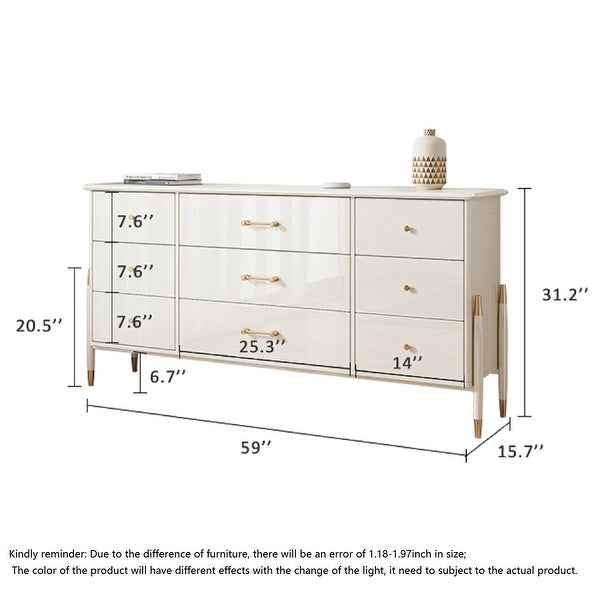 JASIWAY 59'' Wide 9 Drawer Sideboard， White