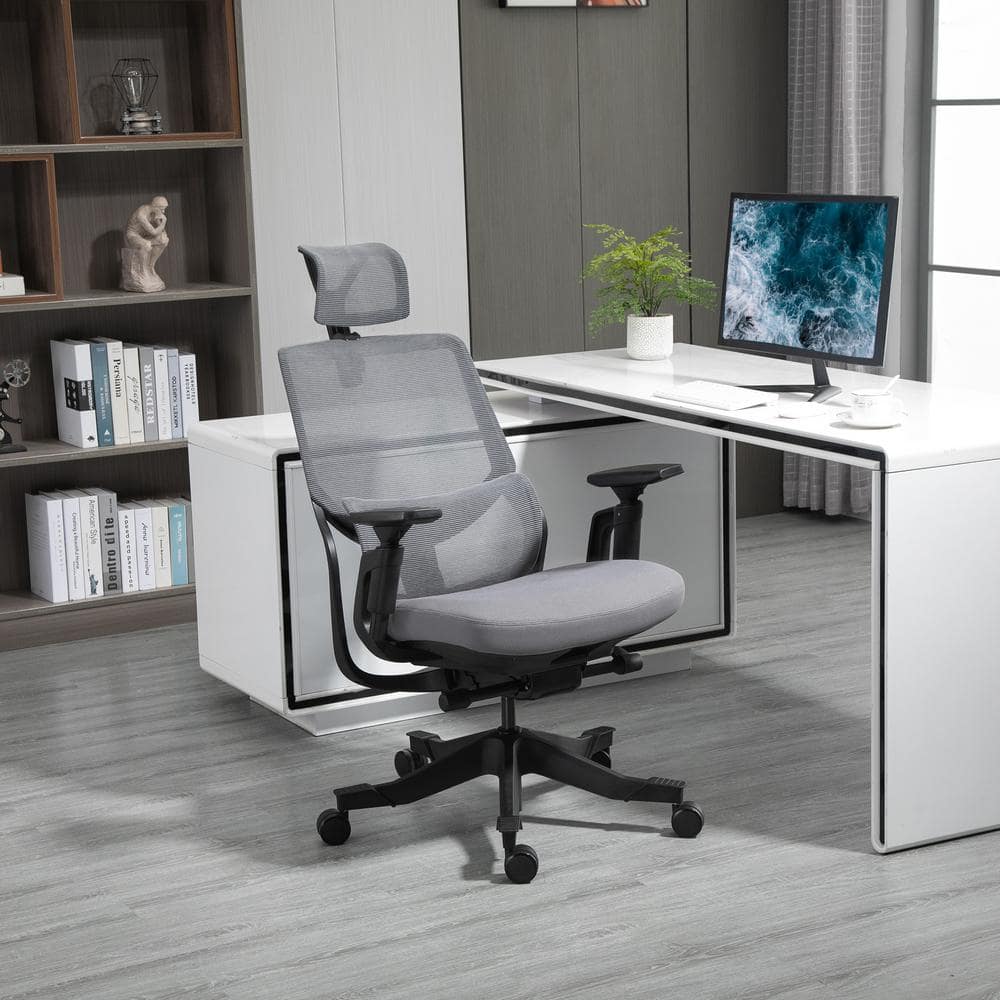 Vinsetto Grey Mesh Ergonomic Mesh Desk Office Chair with Arms 921-532