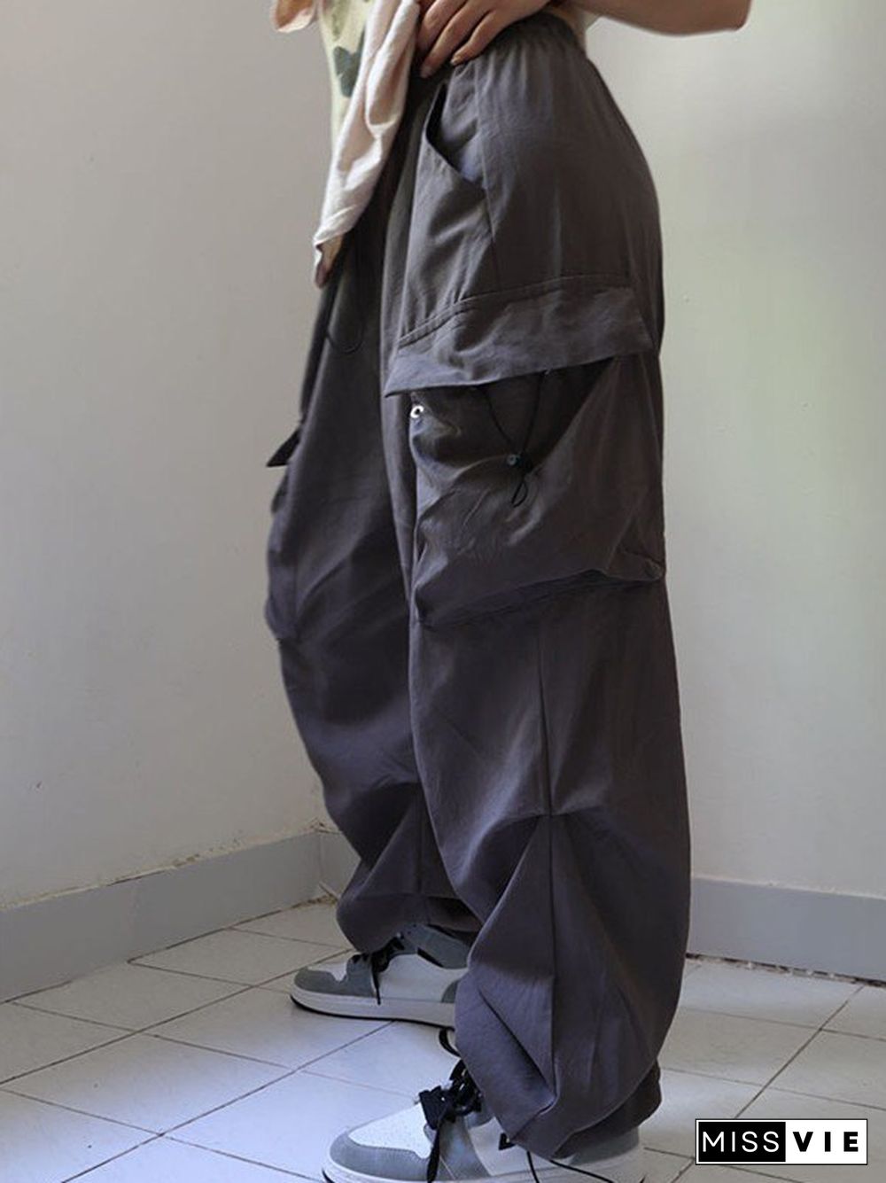 Baggy Drawstring Parachute Cargo Pants