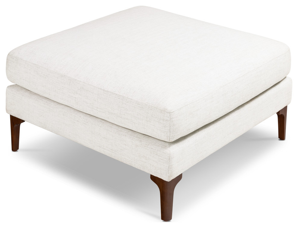 Poly and Bark Mateo Fabric Ottoman in Seashell White   Contemporary   Footstools And Ottomans   by Edgemod Furniture  Houzz