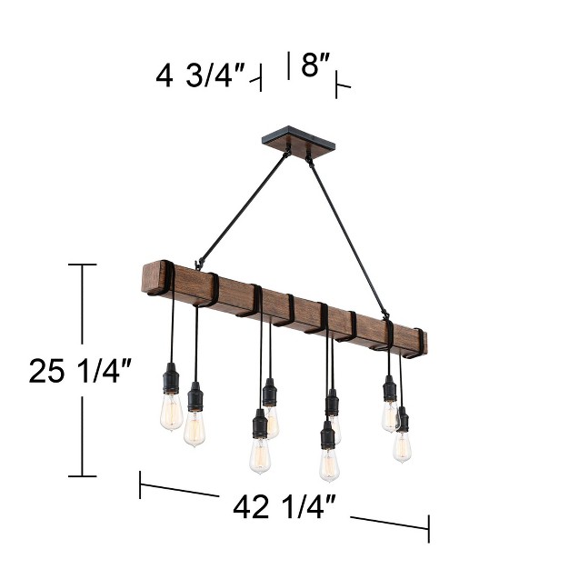 Wide Farmhouse Industrial Rustic 8 light Fixture For Dining Room Kitchen