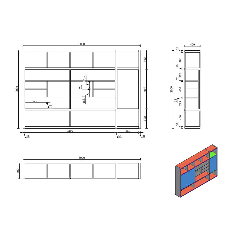 PHOENIX Display Wall Unit 3.0M - Warm Oak & Black