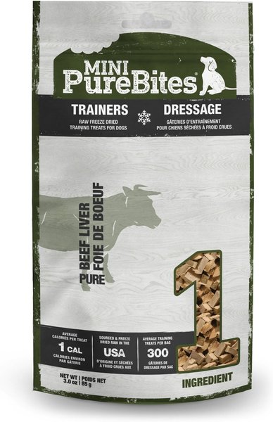 PureBites Mini Trainers Freeze-Dried Raw Beef Liver Dog Treats， 3-oz bag