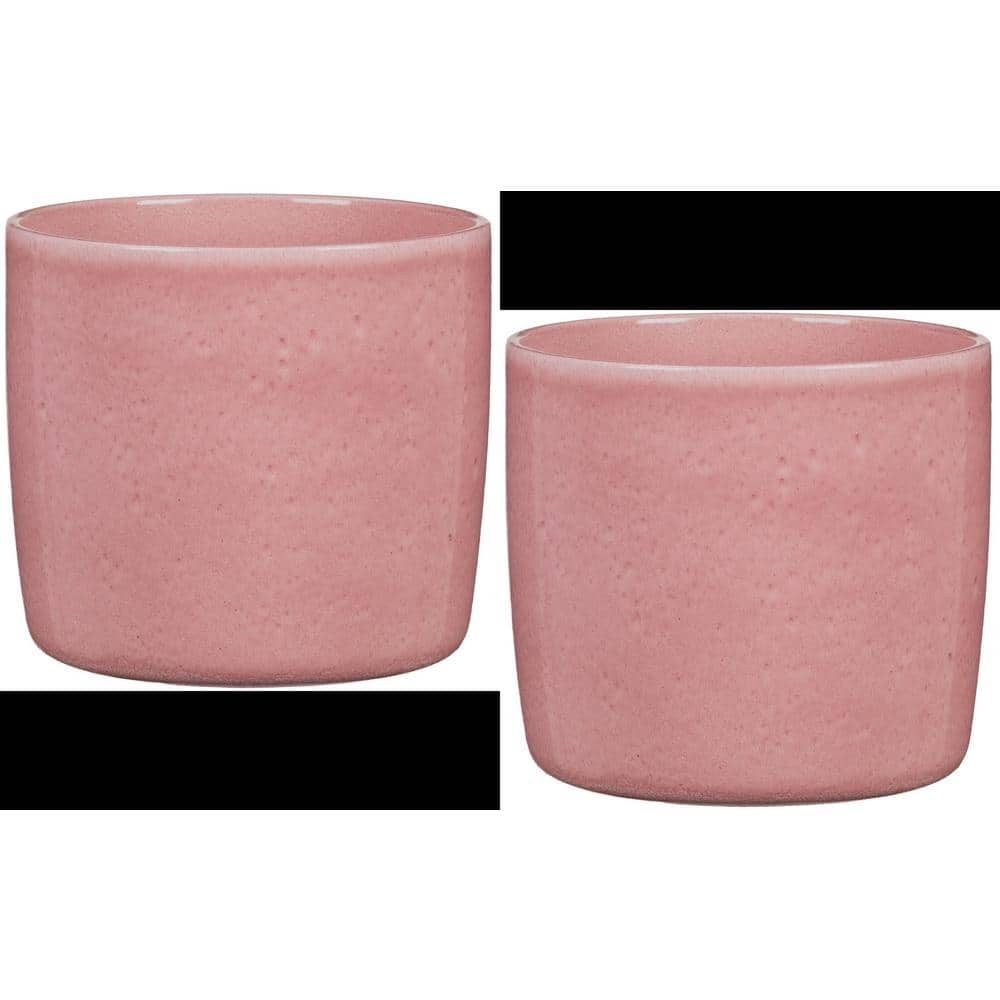 Scheurich 8.3 in. (21 CM) Dia.7 in. Tall Solido Resea Pink Ceramic Pot Twin Pack 900902164675