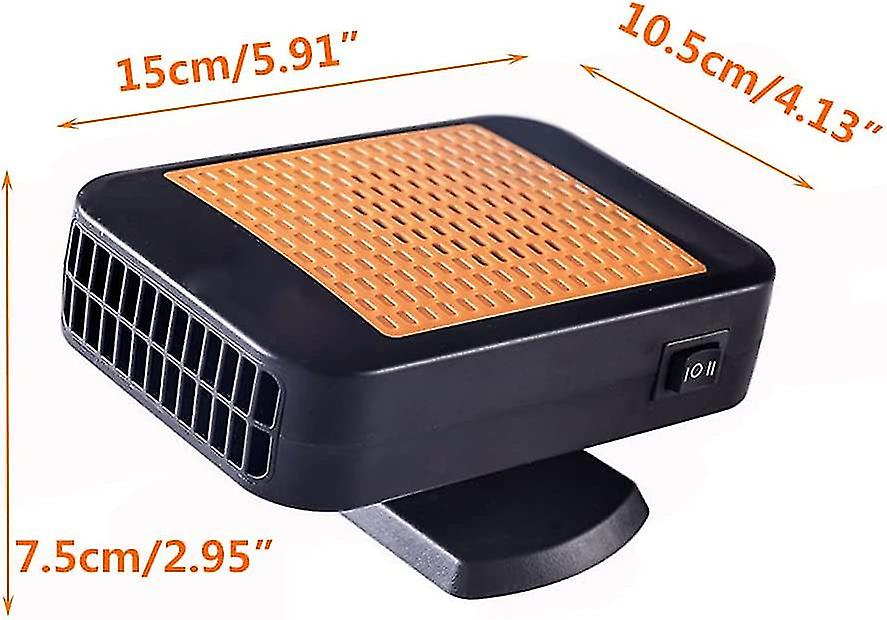 Car Heater Defroster，portable Electric Cooling Warming Heating Fan Rotatable Windshield Defrosting Defogging Heater With Top Vent(1pcs， Orange)