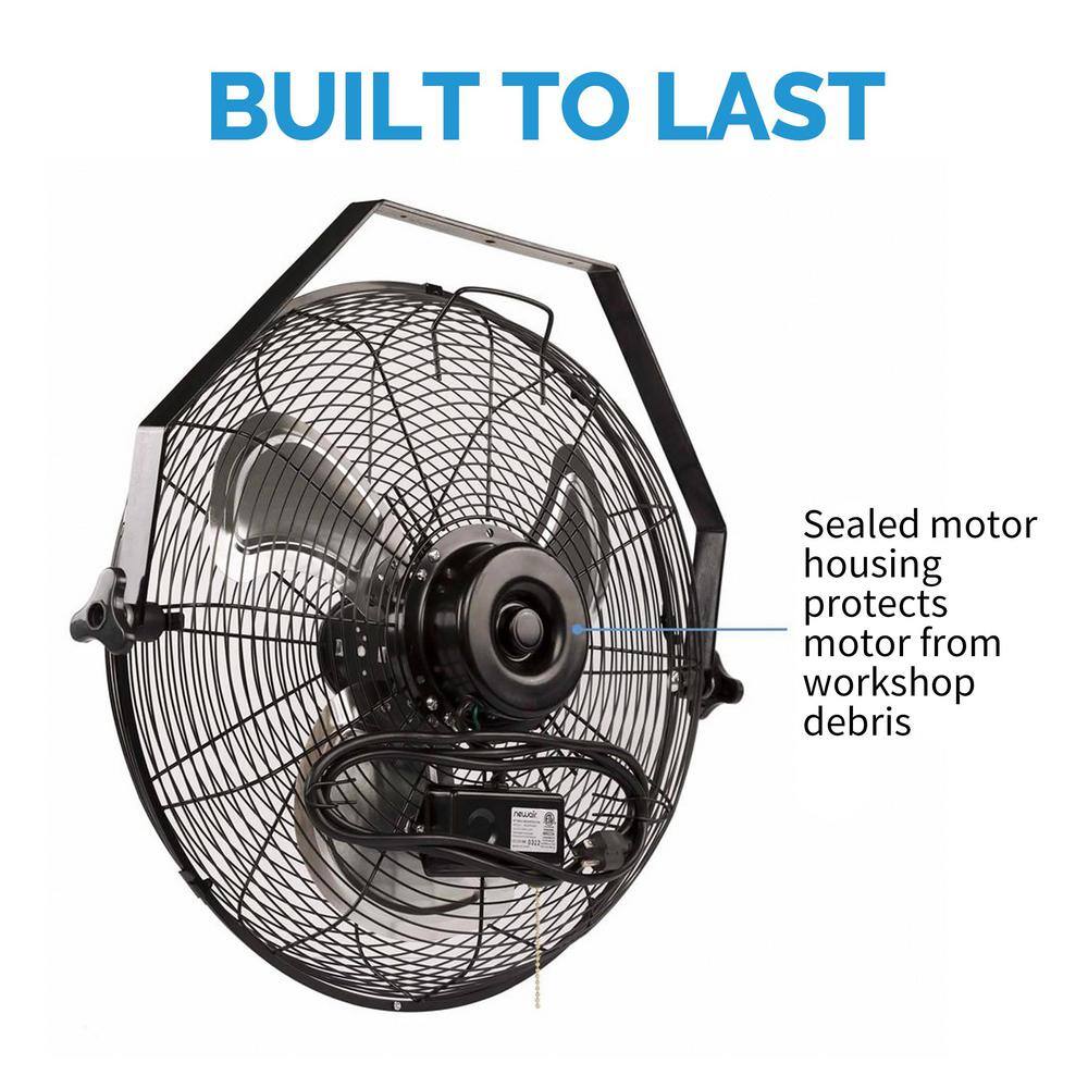 NewAir 18 in. High Velocity Wall Mounted Fan with 3 Fan Speeds Sealed Motor Housing and Ball Bearing Motor - Black WindPro18W