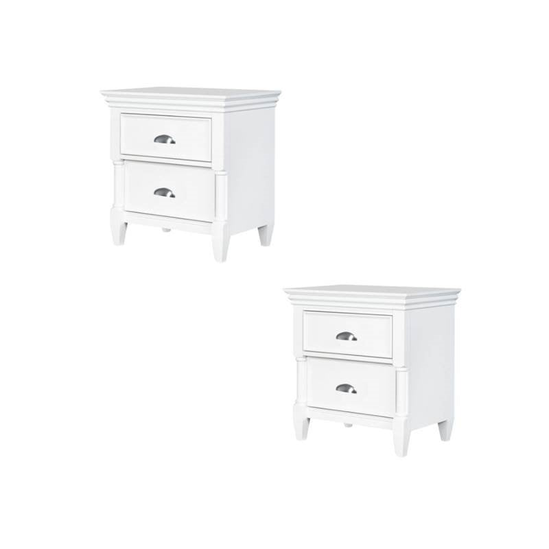 Home Square Set of 2 Nightstand with 2 Drawers in White