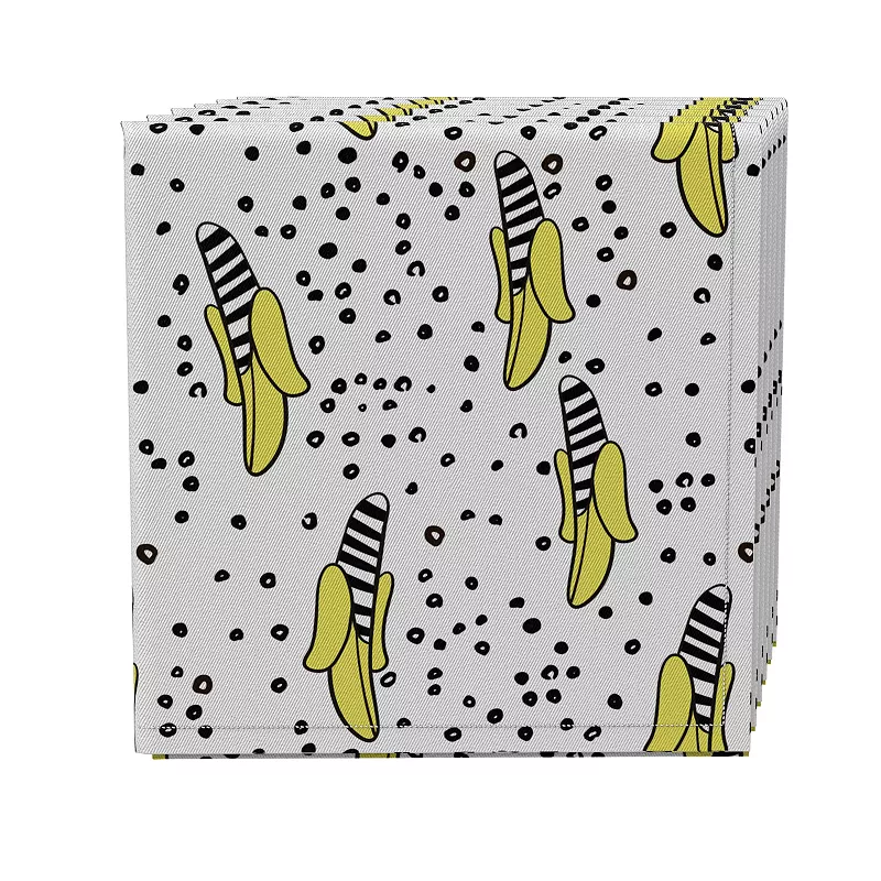 Napkin Set of 4， 100% Cotton， 20x20， Modern Banana