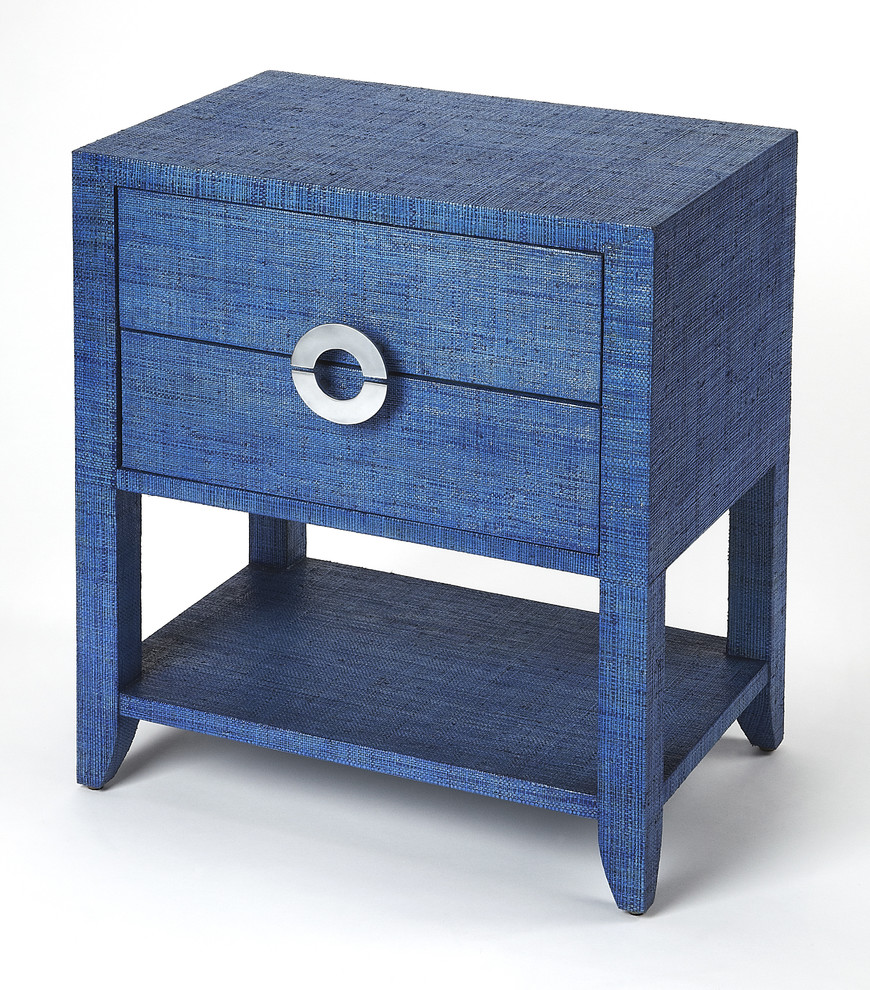 Amelle Blue Raffia End Table   Contemporary   Side Tables And End Tables   by Furniture East Inc.  Houzz