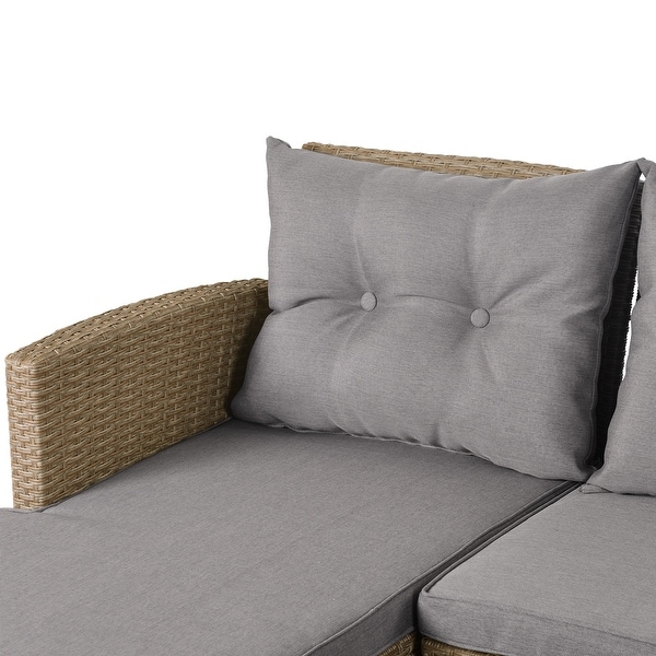 4Piece Classic Wicker Conversation Set with Cushions