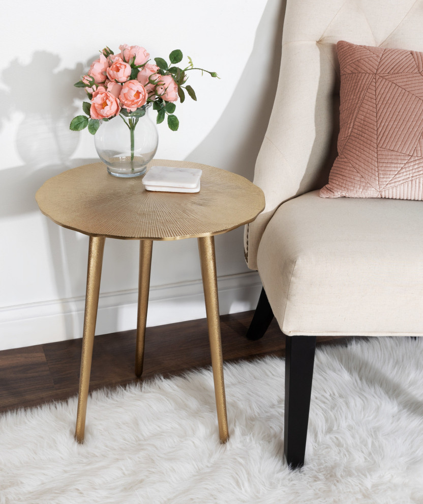 Sancia Round Side Table  Gold 15x15x20   Midcentury   Side Tables And End Tables   by Uniek Inc.  Houzz