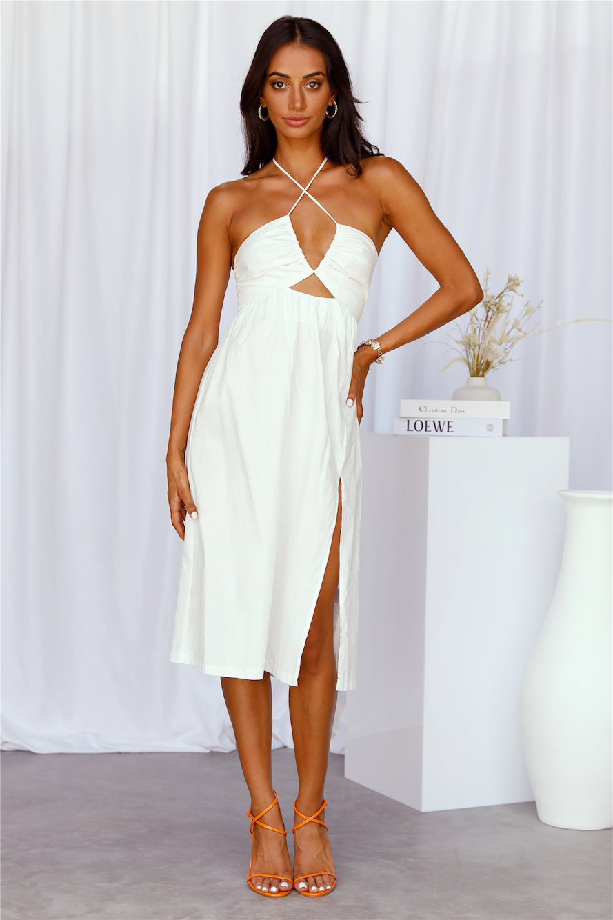 Come Along Midi Dress White