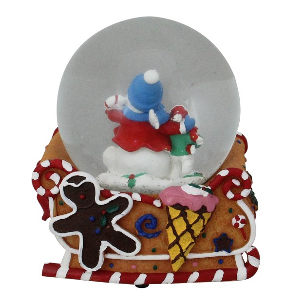 Musical quot joy quot Snowmen And Gingerbread Sleigh Christmas Snow Globe