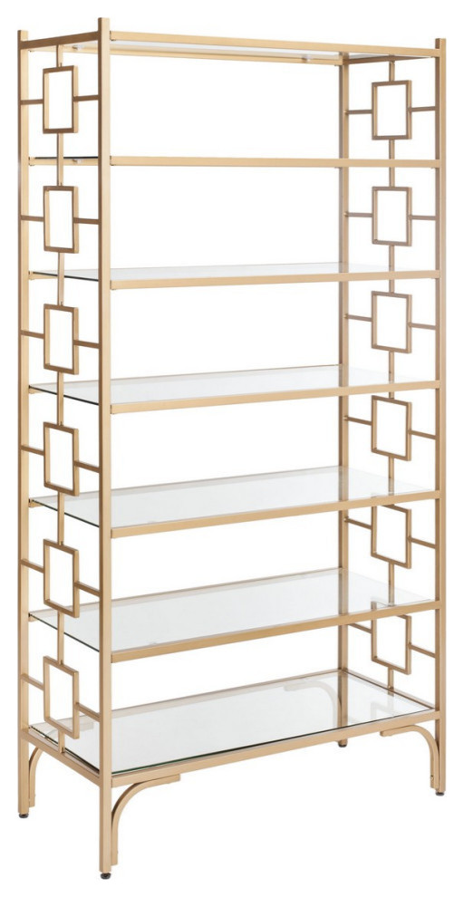 Ellis 7 Tier Etagere/Bookcase  Gold/Clear   Contemporary   Bookcases   by Rustic Home Furniture Deco  Houzz