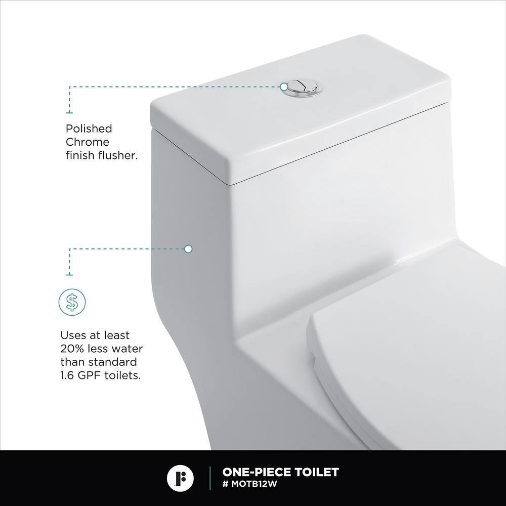 FINE FIXTURES Atlantis 12 in. Rough-In 1-Piece 11.6 GPF Dual Flush Elongated Toilet in White Seat Included MOTB12W