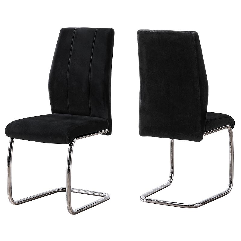 Set of 2 Black and Silver Contemporary Dining Chairs 38.75