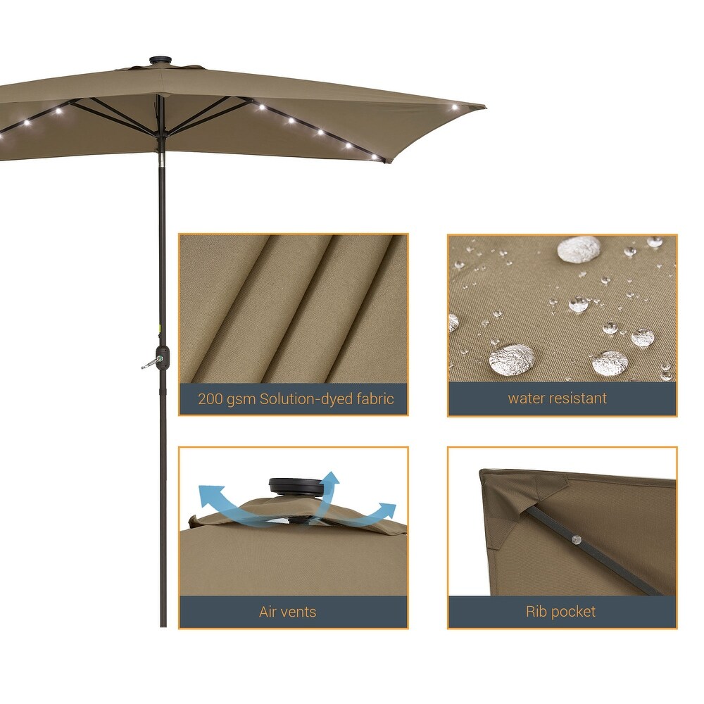 BONOSUKI Outdoor 10 x 6.5ft LED Umbrella Patio Market Table Umbrella