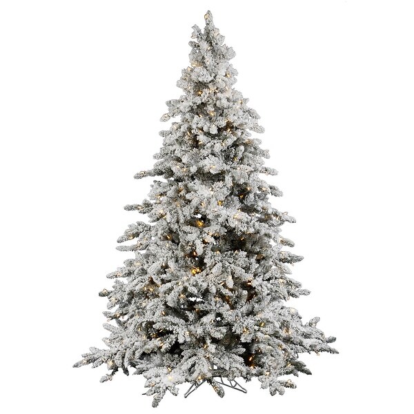 Vickerman 7.5' Flocked Utica Fir Artificial Christmas Tree，Pure White LED Lights