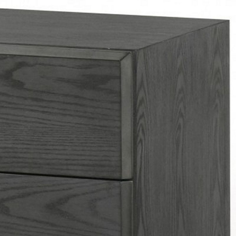 2 Drawer Wooden Nightstand with Hairpin Metal Legs， Gray and Gold