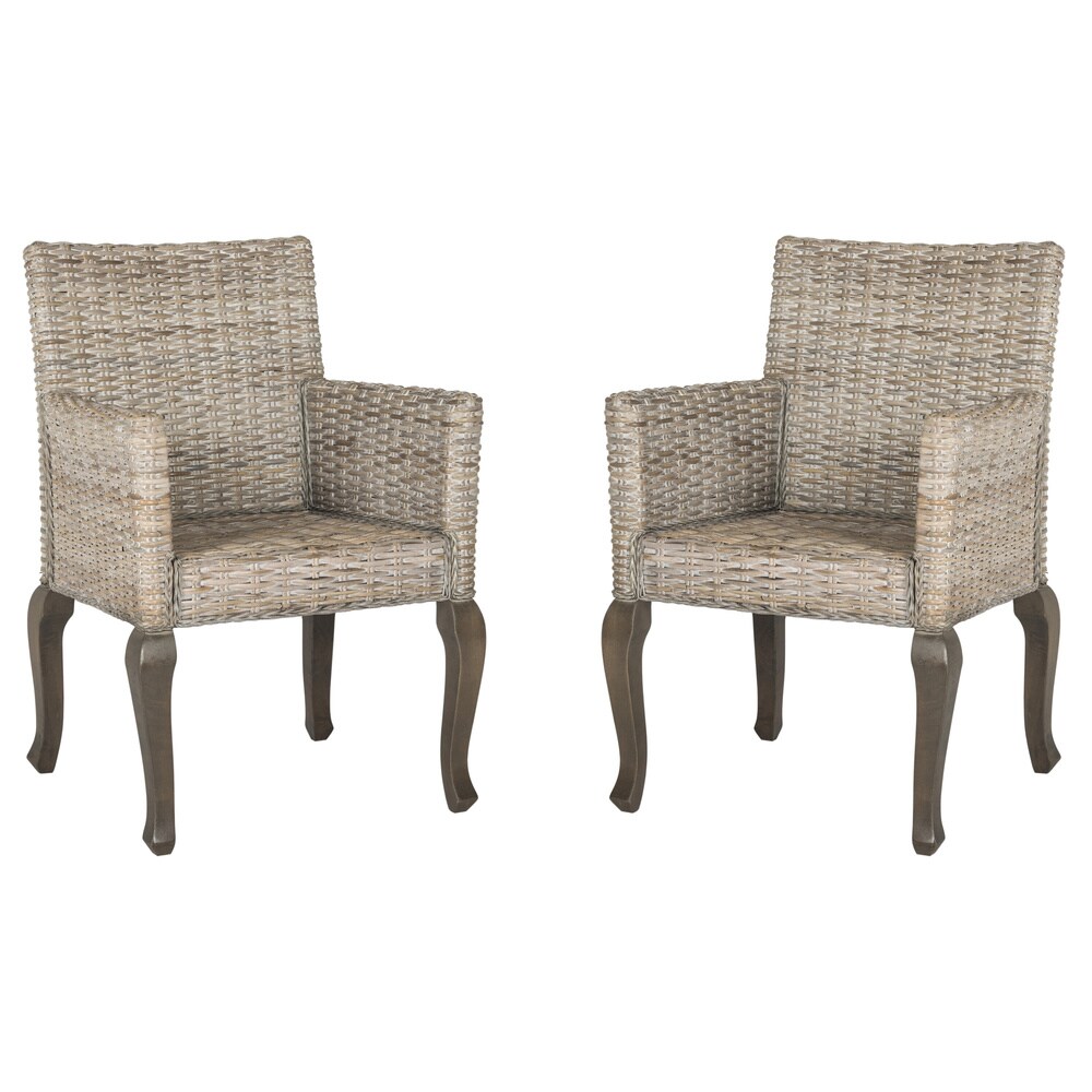 SAFAVIEH Dining Rural Woven Armando White Washed Dining Chairs (Set of 2)