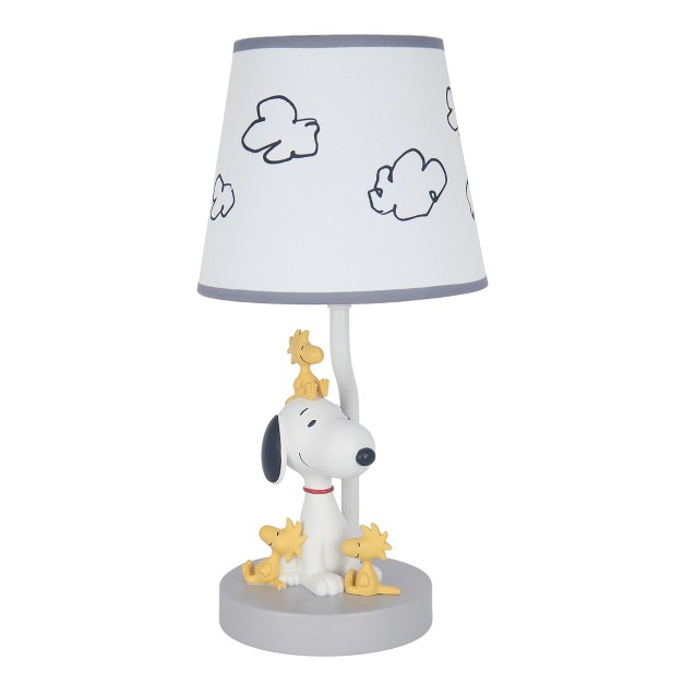 Lambs amp Ivy Classic Snoopy amp Friends White gray Nursery Lamp With Shade amp Bulb