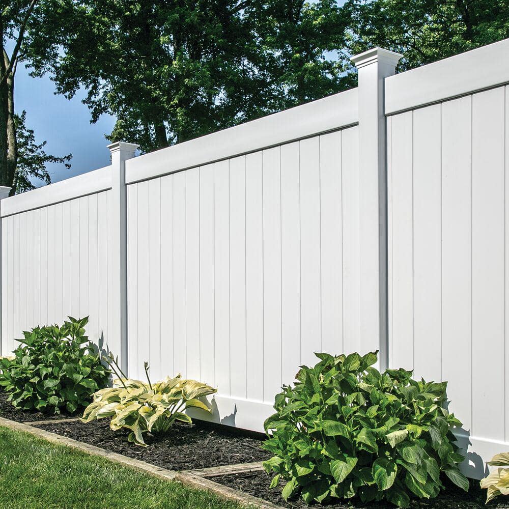 Veranda Linden 6 ft. H x 8 ft. W White Vinyl Privacy Fence Panel Kit 73014713