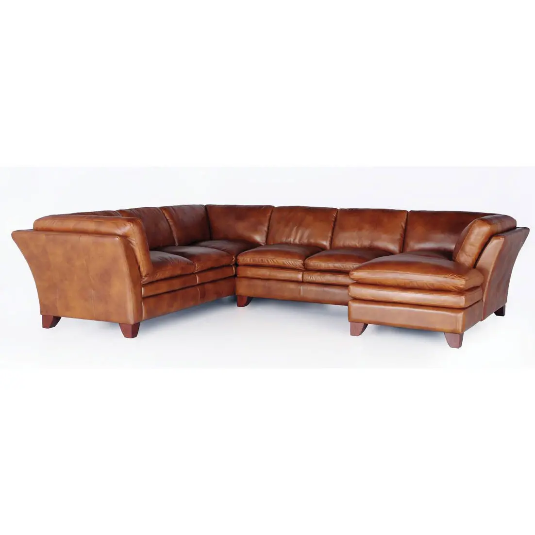 Sierra Camel Brown Leather 3 Piece Sectional