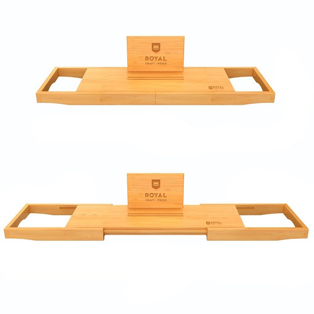 Royal Craft Wood Bamboo Adjustable Bathtub Caddy Tray