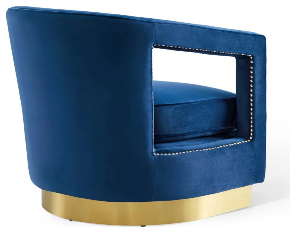 Atlas Navy Performance Velvet Armchair   Contemporary   Armchairs And Accent Chairs   by Virgil Stanis Design  Houzz