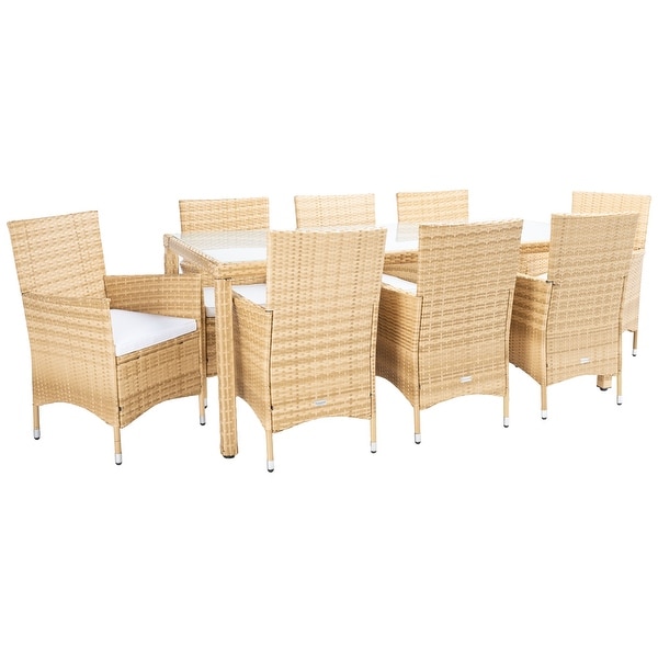 SAFAVIEH Outdoor Hailee 9Piece Wicker Dining Set