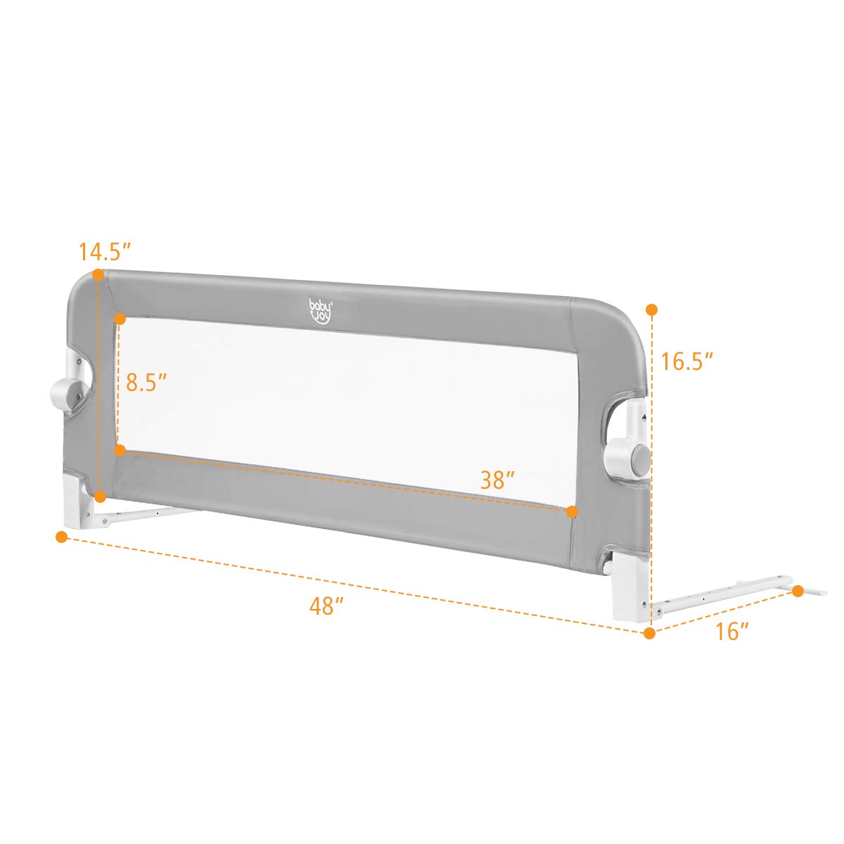 BABY JOY Double Sided Bed Rail Guard, 2 Pack, Extra Long, Swing Down for Convertible Crib