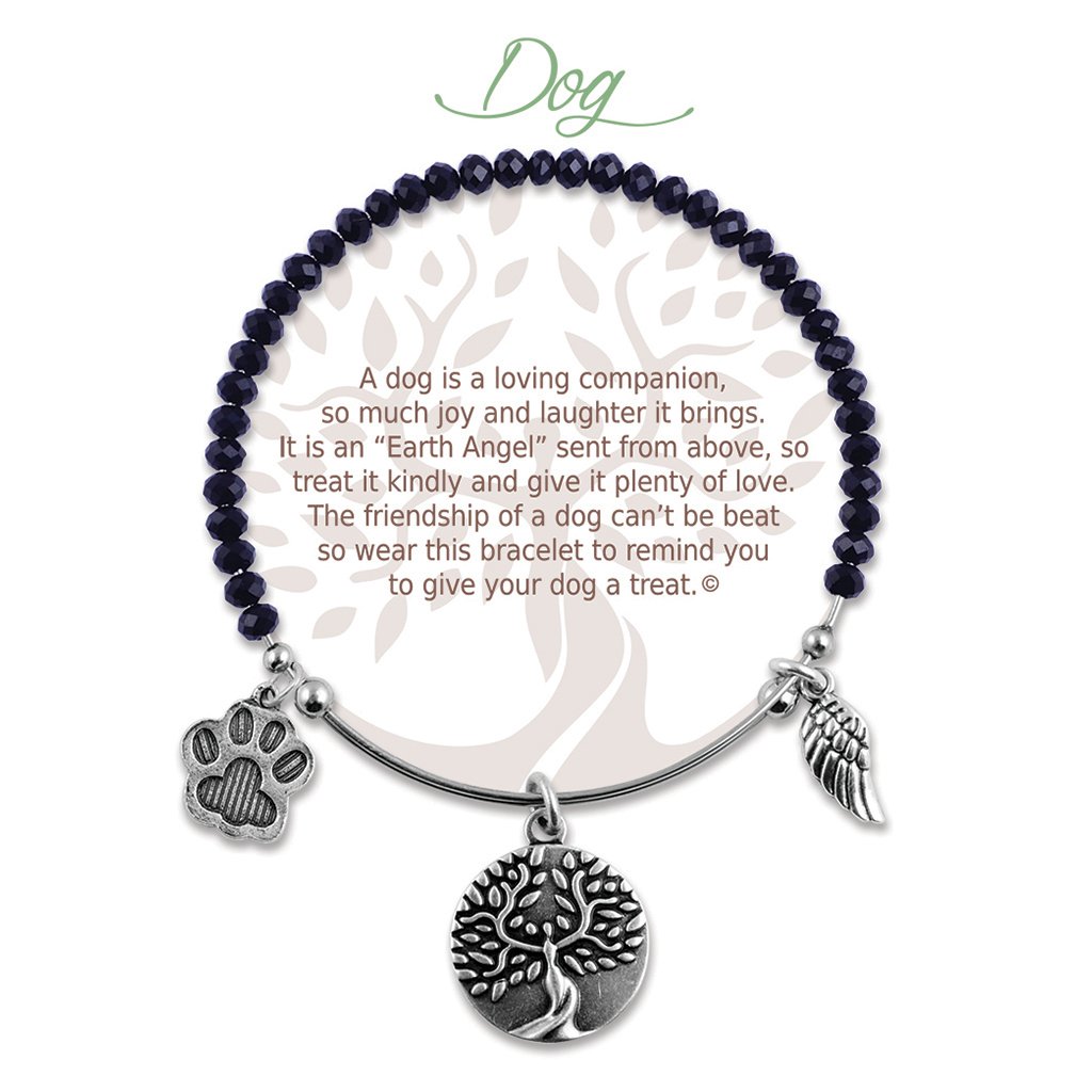 Earth Angel  Dog Radiant Black Stone Bracelet