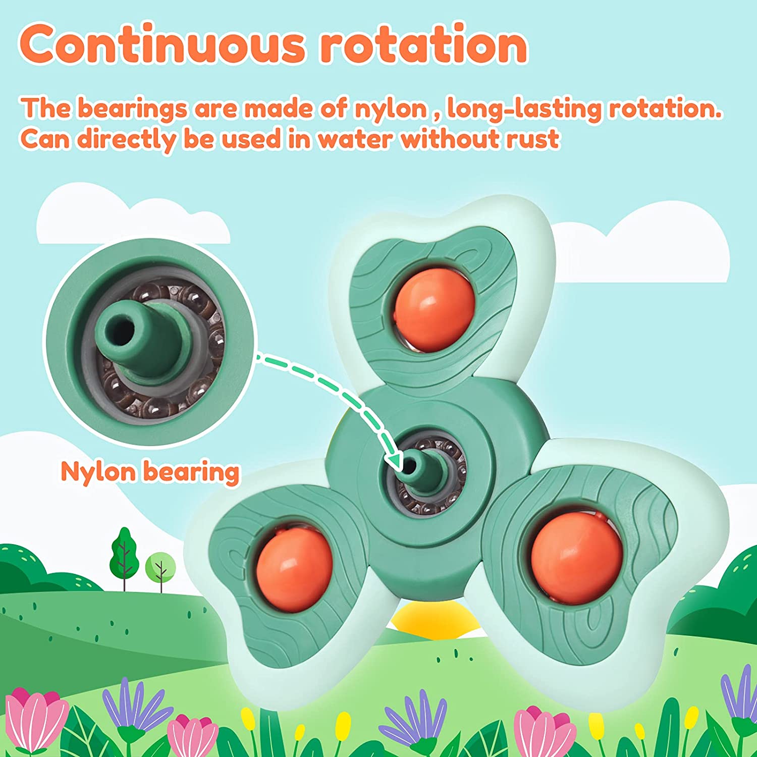 Vanmor Baby Suction Cup Spinning Top Toys,Spinner Toys for Babies,Suction Baby Toys,Stress Relief Frisbee, Sensory Toys&Best Gift for Toddlers 1-3(4 Pcs)