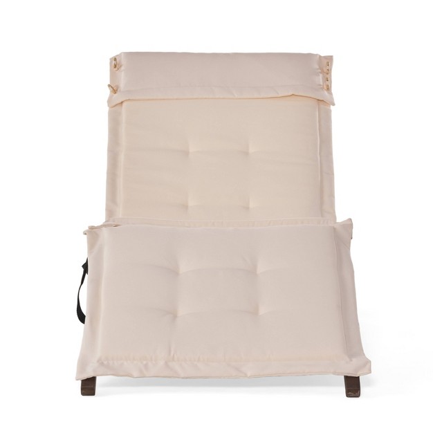 Sonora Wood Patio Folding Lounger With Cushion Cream Cushion Christopher Knight Home