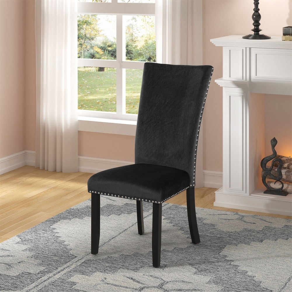 Velvet upholstered Chairs with Nailhead trimmed  Rubber Wood Legs