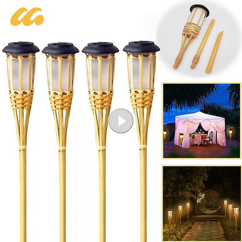 Led Solar Flame Light Outdoor Solar Handcraft Bamboo Solar Garden Torch Patio Pathway Landscape