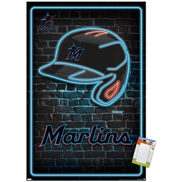 Trends International Mlb Miami Marlins Neon Helmet 23 Unframed Wall Poster Prints