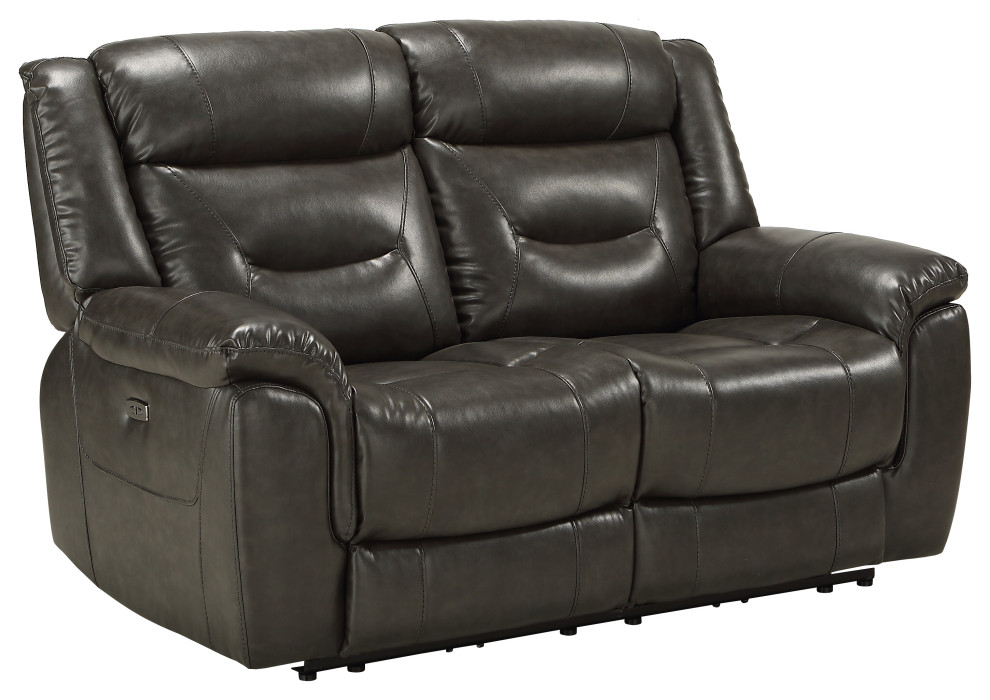 ACME Imogen Loveseat (Power Motion) in Gray Leather Aire   Contemporary   Loveseats   by HedgeApple  Houzz