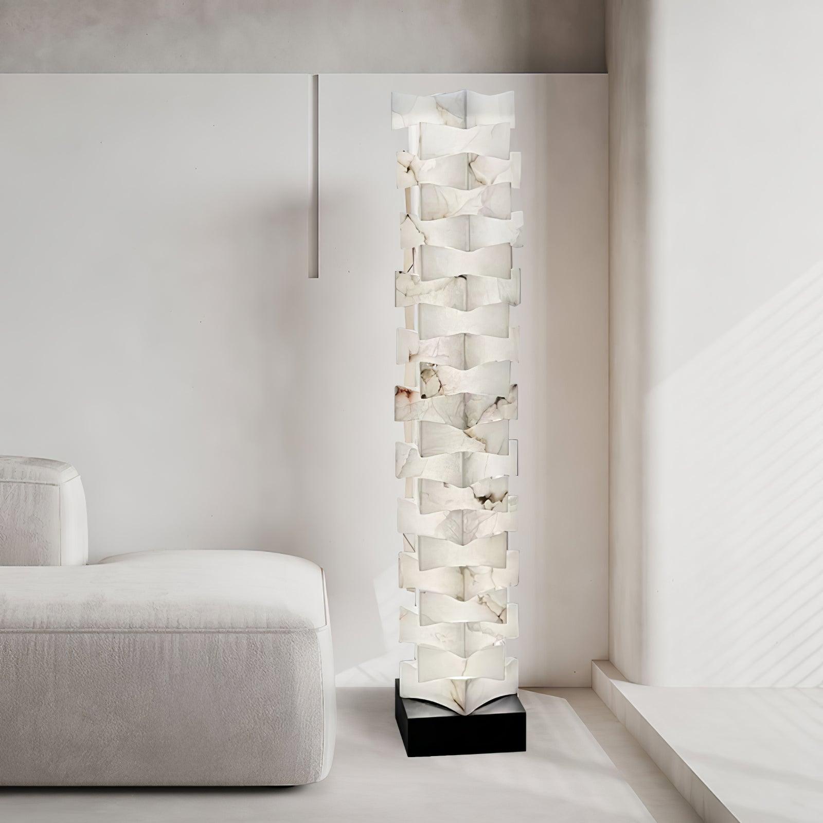 Stacked Alabaster Squares Floor Lamp