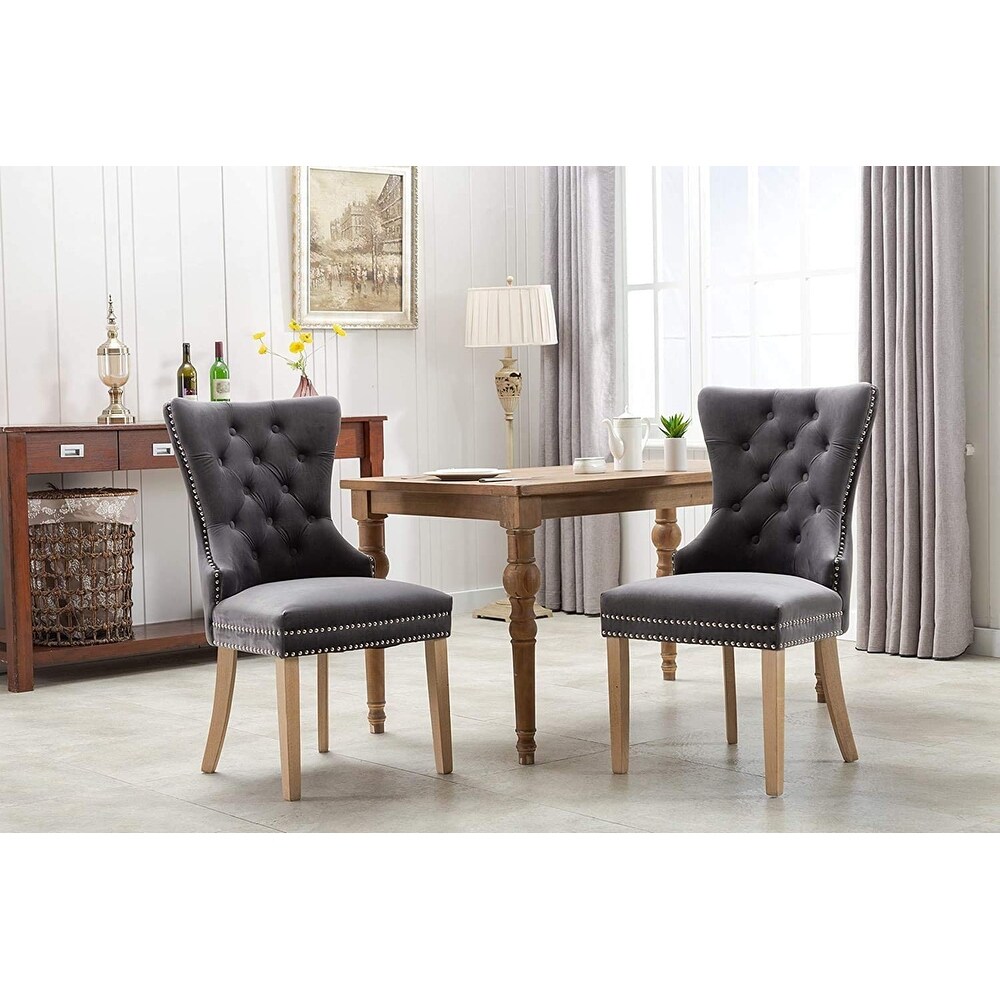 Home Beyond Button tufted Velvet Dining Chairs (Set of 2)   21.25\