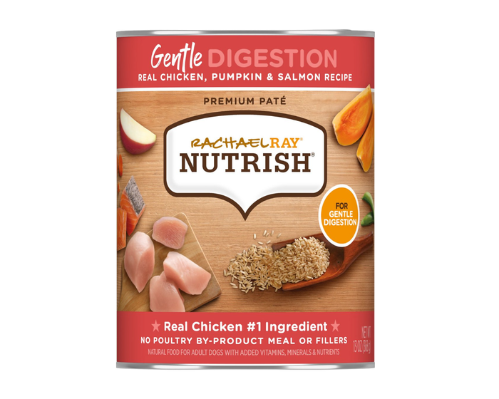 Rachael Ray Nutrish Gentle Digestion Real Chicken， Pumpkin  Salmon Recipe， Wet Dog Food， 13 oz. Can，